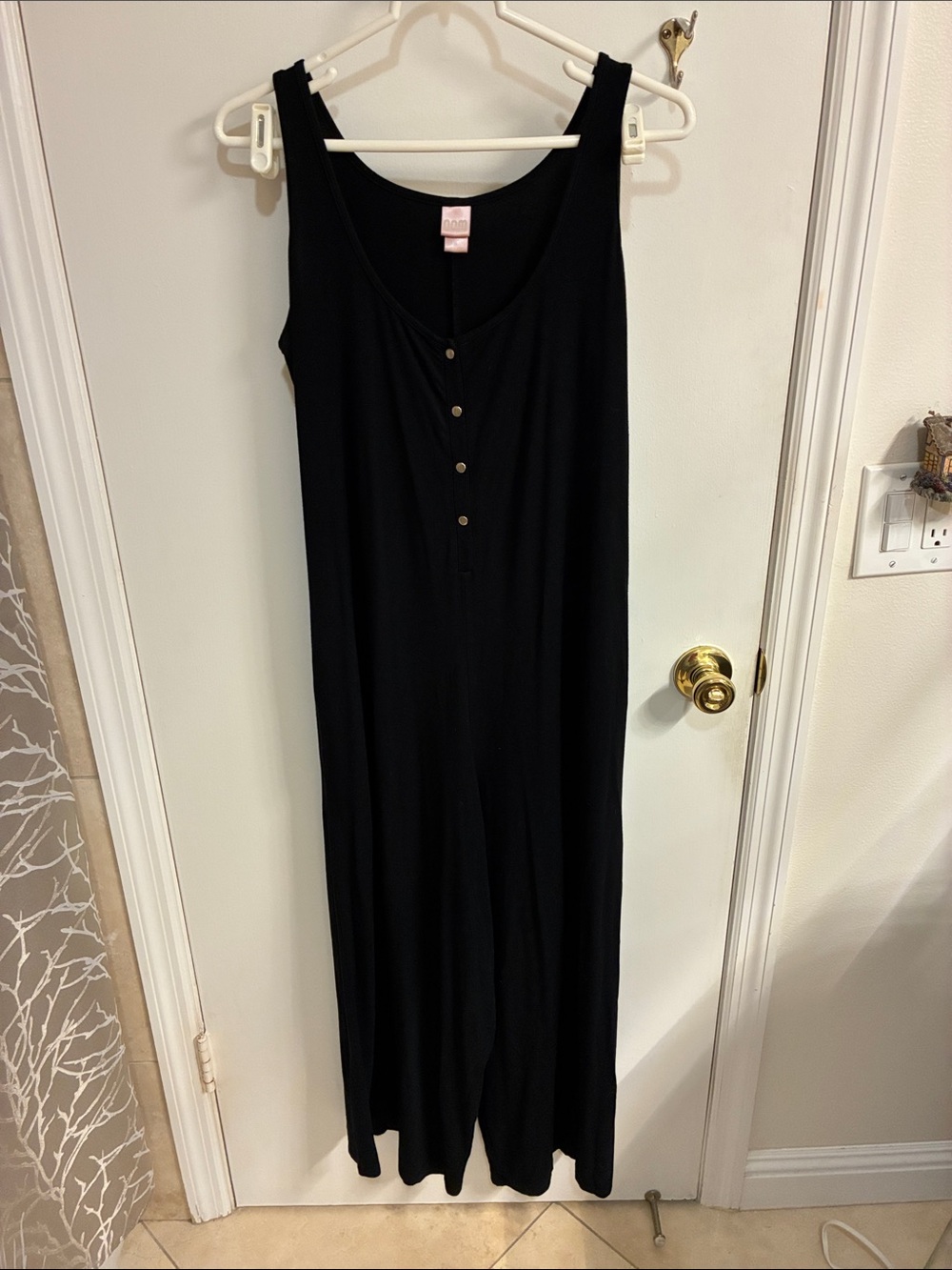 Nom Maternity Black Sleeveless Button-Front Jumpsuit Sz S